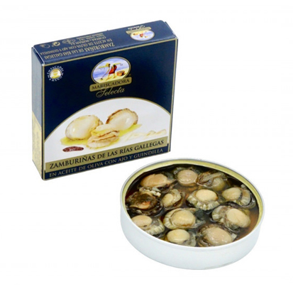 Zamburiñas en aceite de oliva, ajo y guindilla
